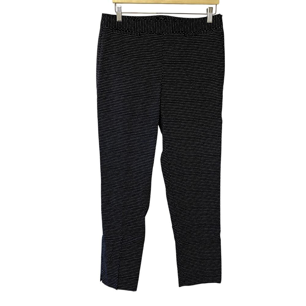 NWOT Talbots Chatham navy white polka dot cotton trousers side zip women's 8